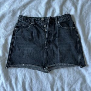 Black denim skirt